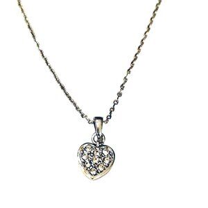 Premier Designs Silver Tone Rhinestone Heart 18" Necklace